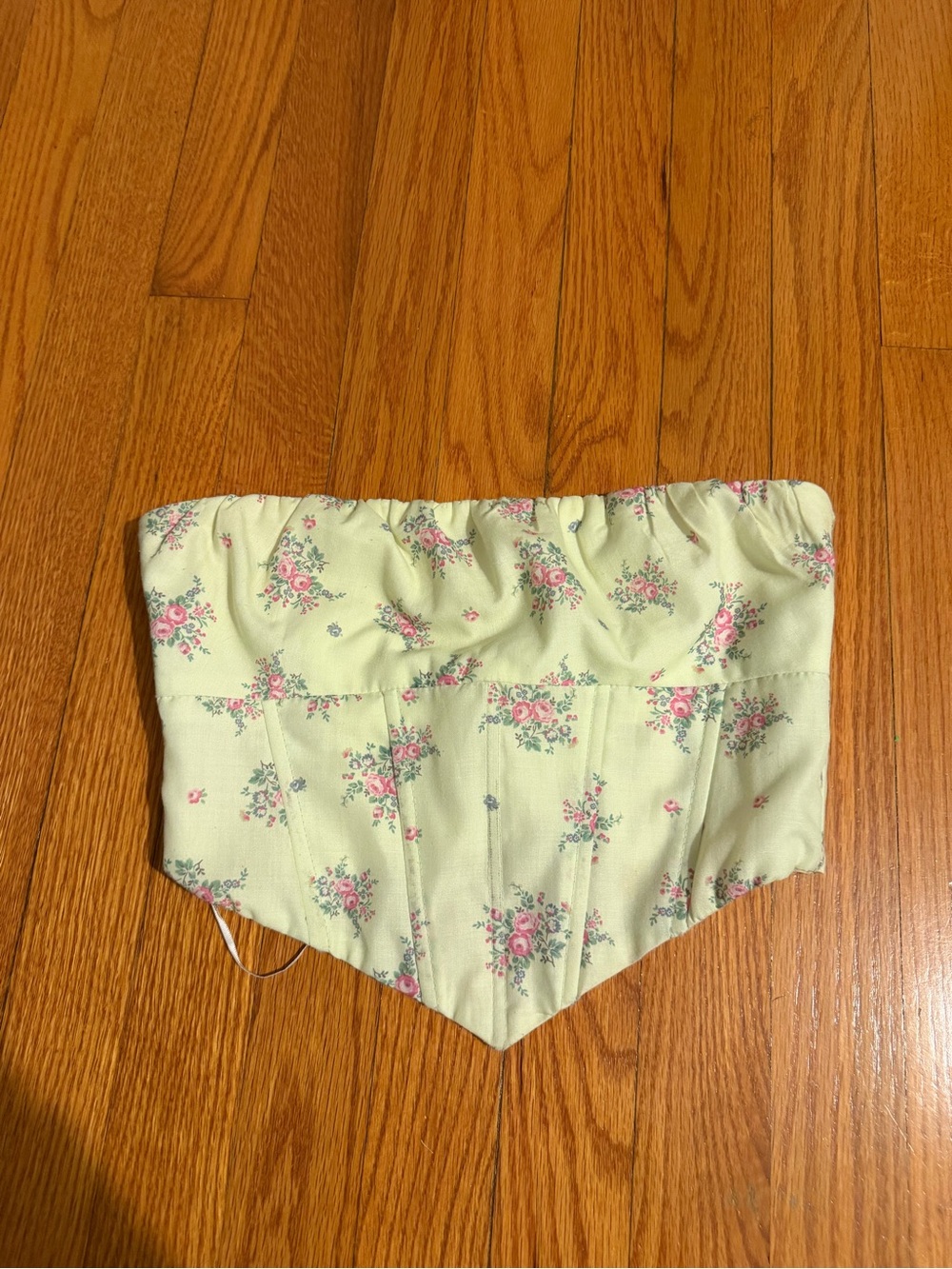 princess polly butter yellow floral cropped bandeau top size 2